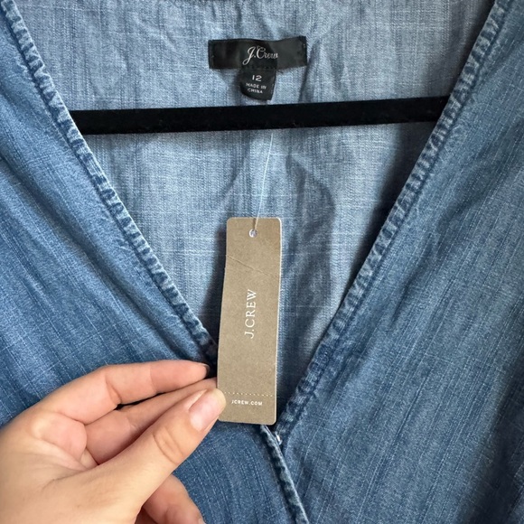 J.Crew Chambray Wrap Midi Dress Flutter Sleeve Tie Waist Resortwear Boho Demim - Picture 4 of 8